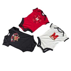 Maryland Terrapins Rivalry Threads Baby‎ Bodysuits 3-Pack Red White Black NCAA
